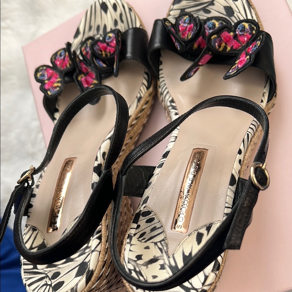 Sophia Webster Black and Pink  Riva Mid Espadrilles